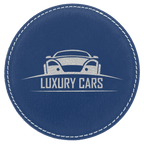 4" Round Bamboo Laserable Leatherette Coaster