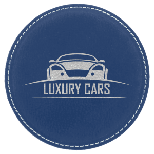 4" Round Bamboo Laserable Leatherette Coaster