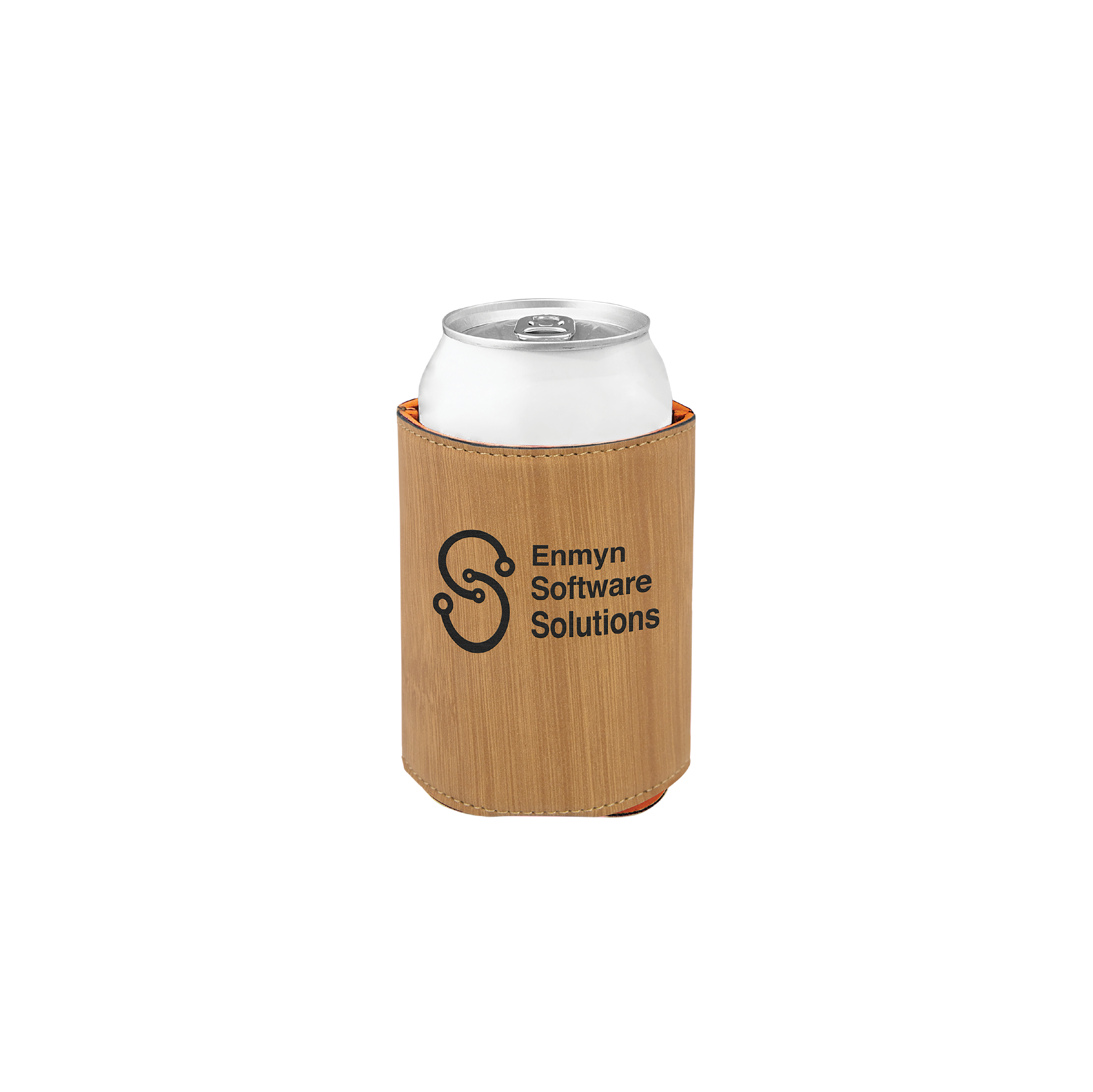 3 3/4" Bamboo Laserable Leatherette Beverage Holder