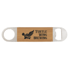 1 1/2" x 7" Bamboo Laserable Leatherette Bottle Opener