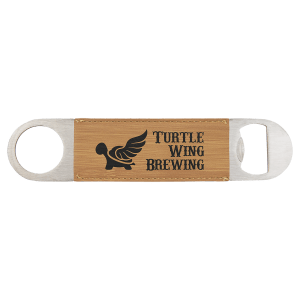 1 1/2" x 7" Bamboo Laserable Leatherette Bottle Opener