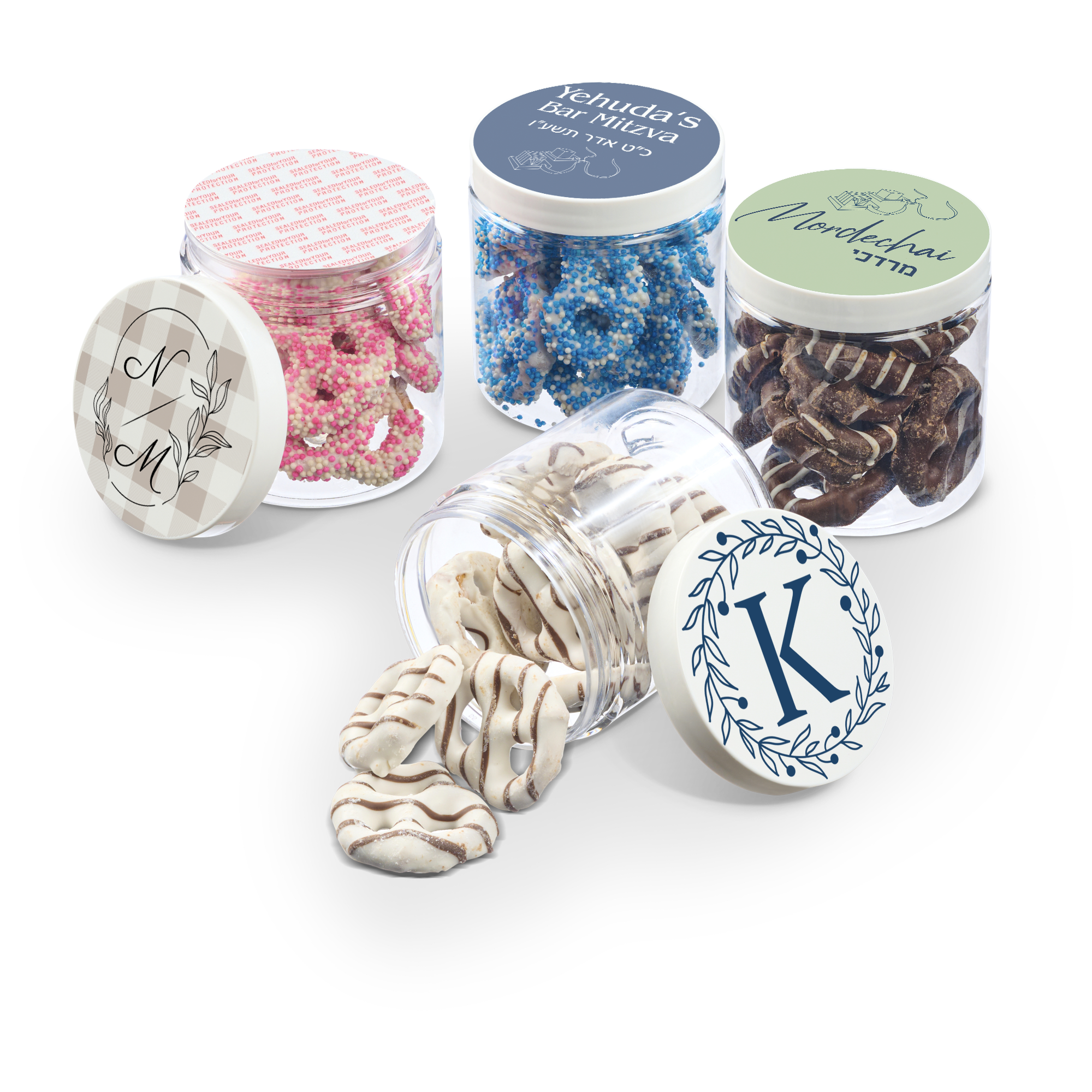 8 oz Jar of Chocolate Covered Mini Pretzels