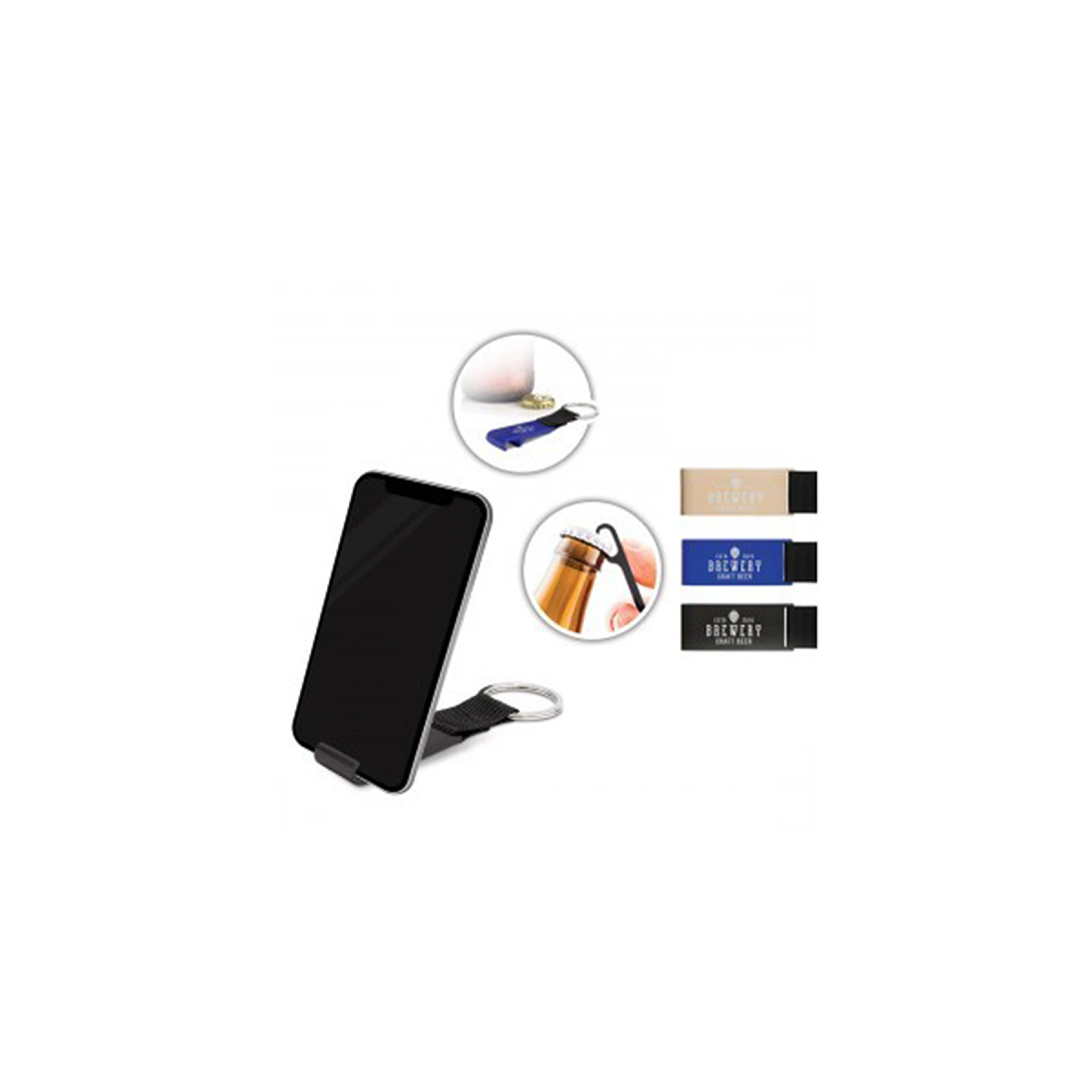 Bottle Opener Phone Stand w/Keychain
