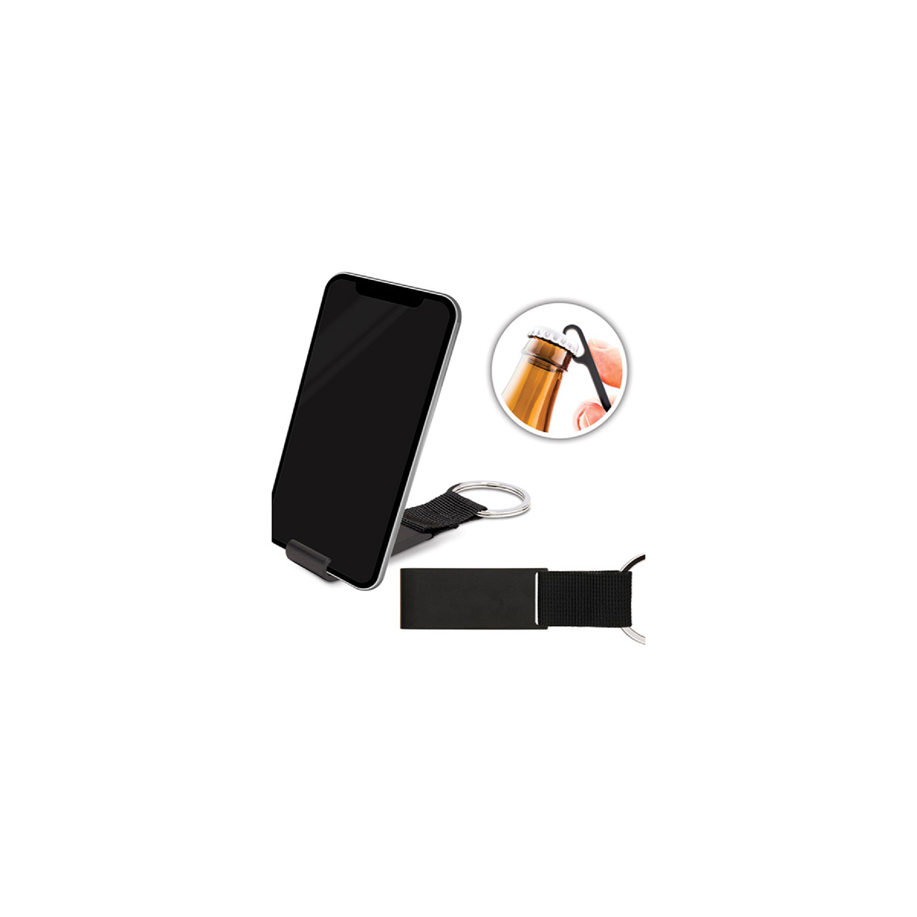 Bottle Opener Phone Stand w/Keychain