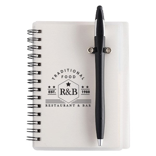 Jothaven 4.15 x 5.5 Translucent Plastic Spiral Journal with Pen