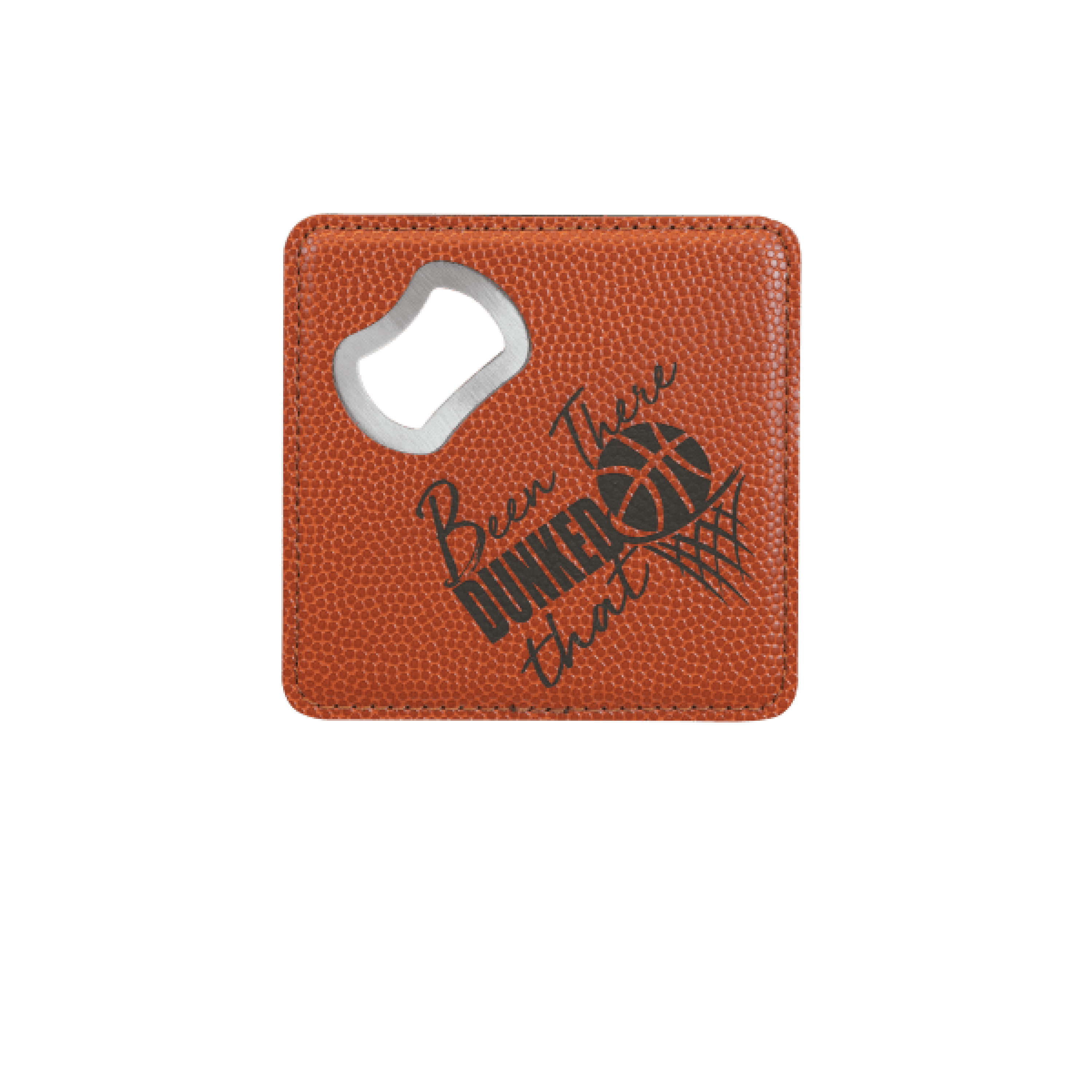4" x 4" Square Laserable Leatherette Bottle Opener Coaster