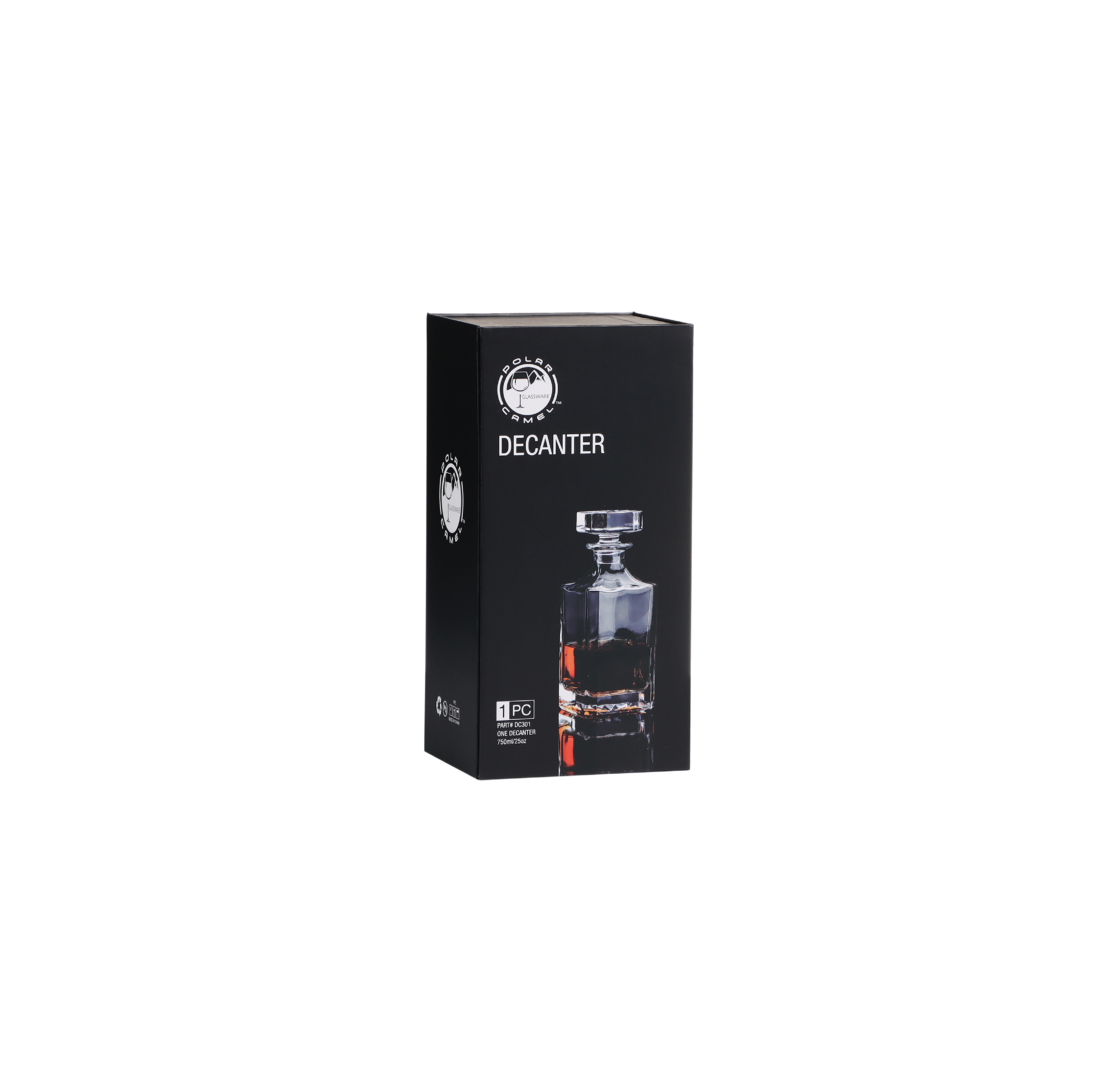 Polar Camel 750 mL Square Glass Decanter