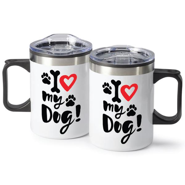 I LOVE MY DOG - On The Go 14 oz Stainless Steel Travel Mug with Lid