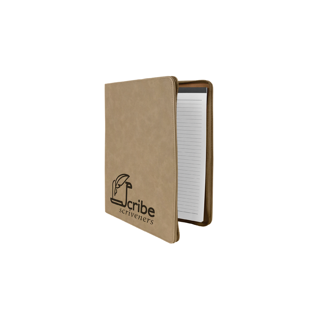 Zipper Laserable Leatherette Portfolio with Notepad