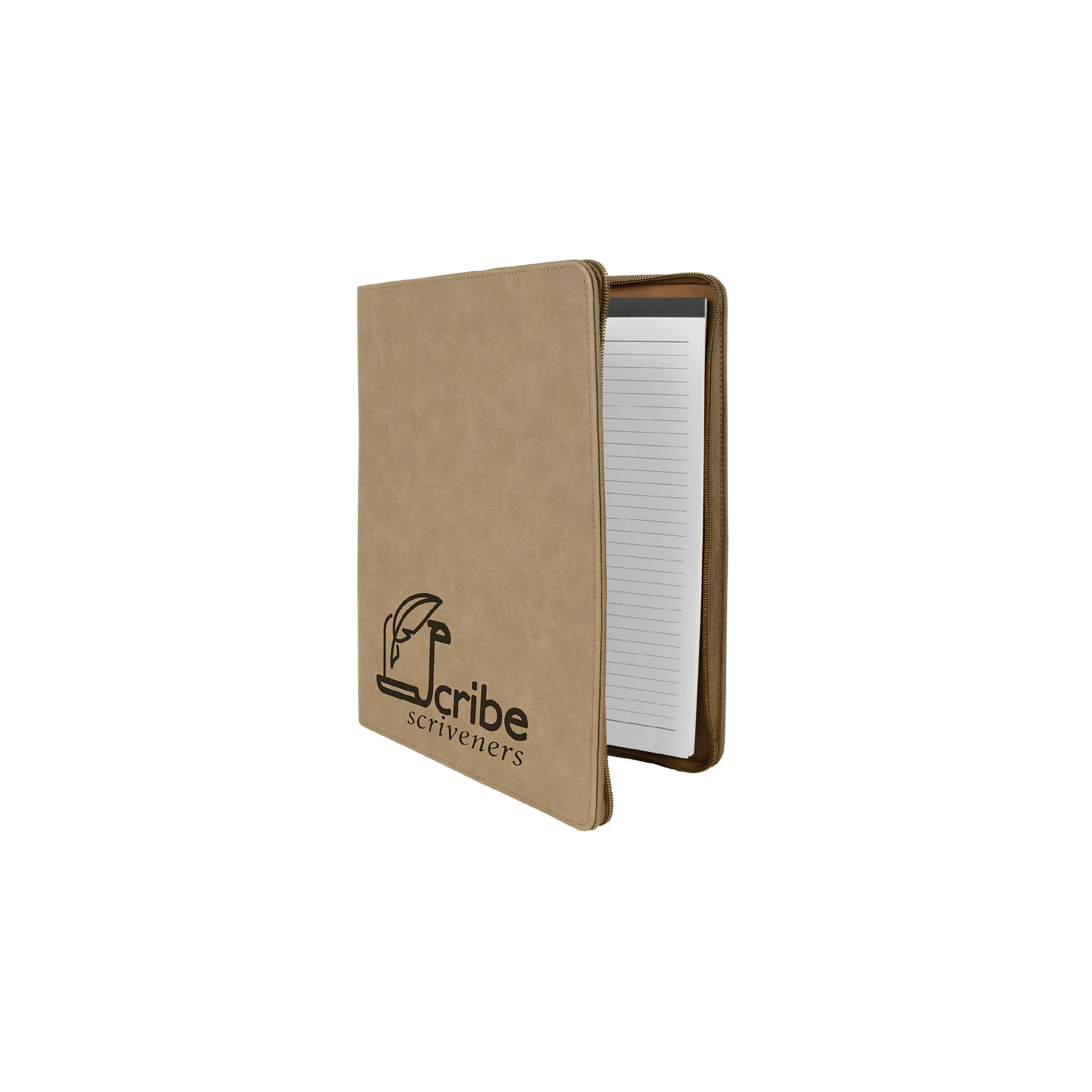 Zipper Laserable Leatherette Portfolio with Notepad