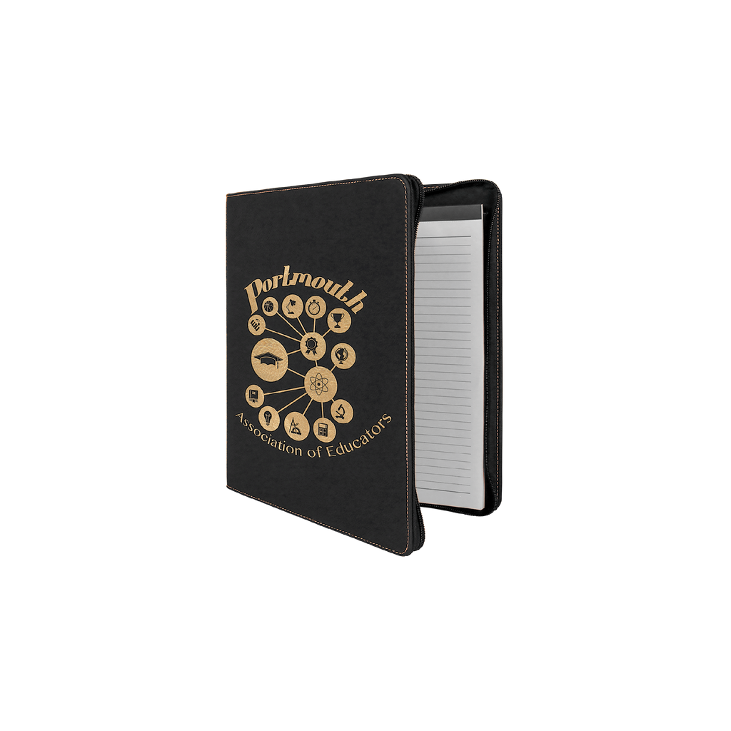Zipper Laserable Leatherette Portfolio with Notepad