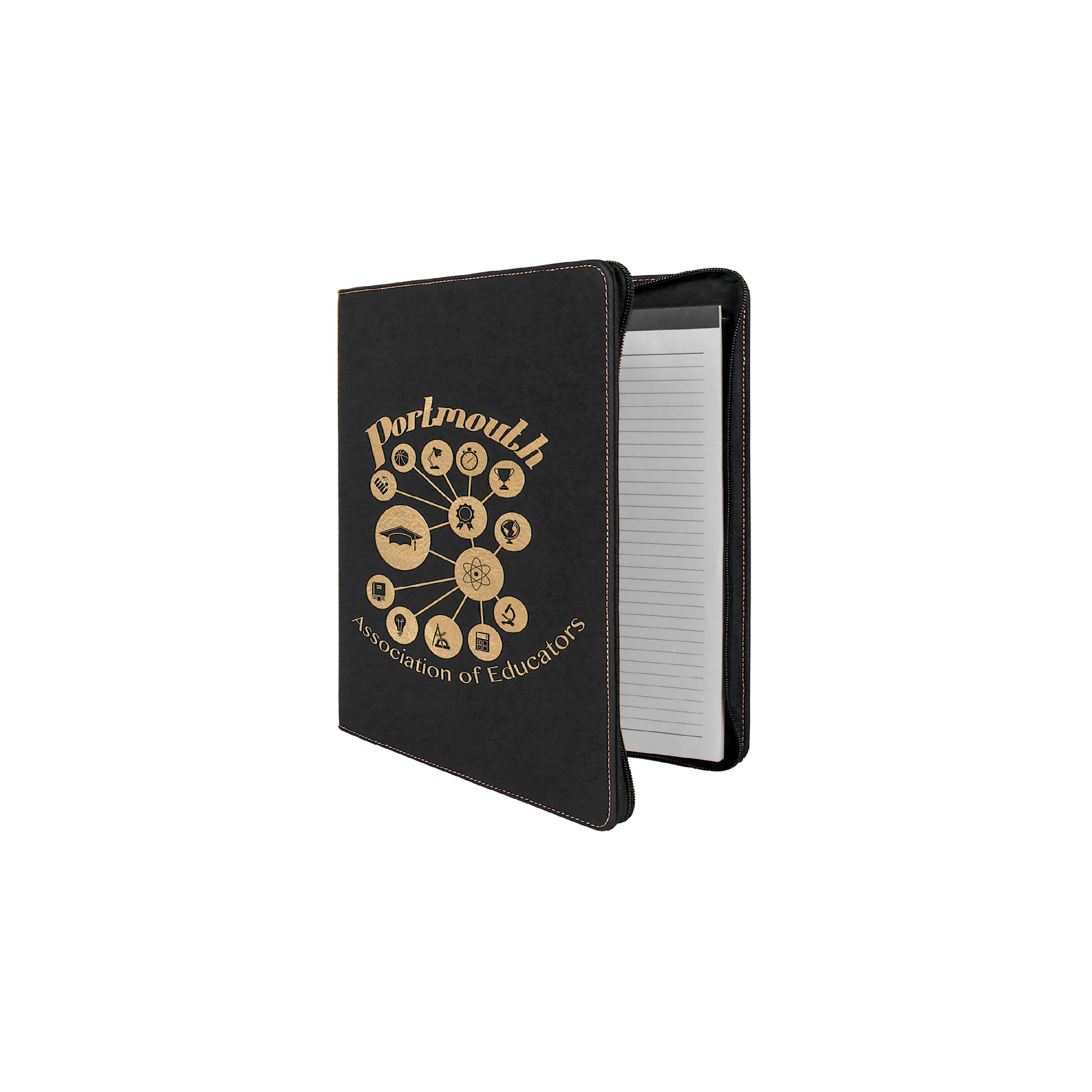 Zipper Laserable Leatherette Portfolio with Notepad