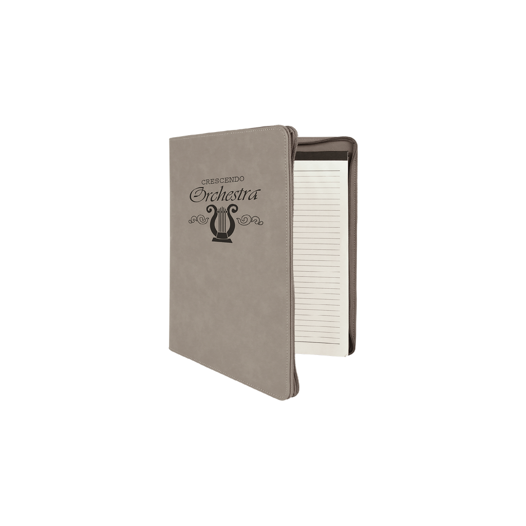 Zipper Laserable Leatherette Portfolio with Notepad