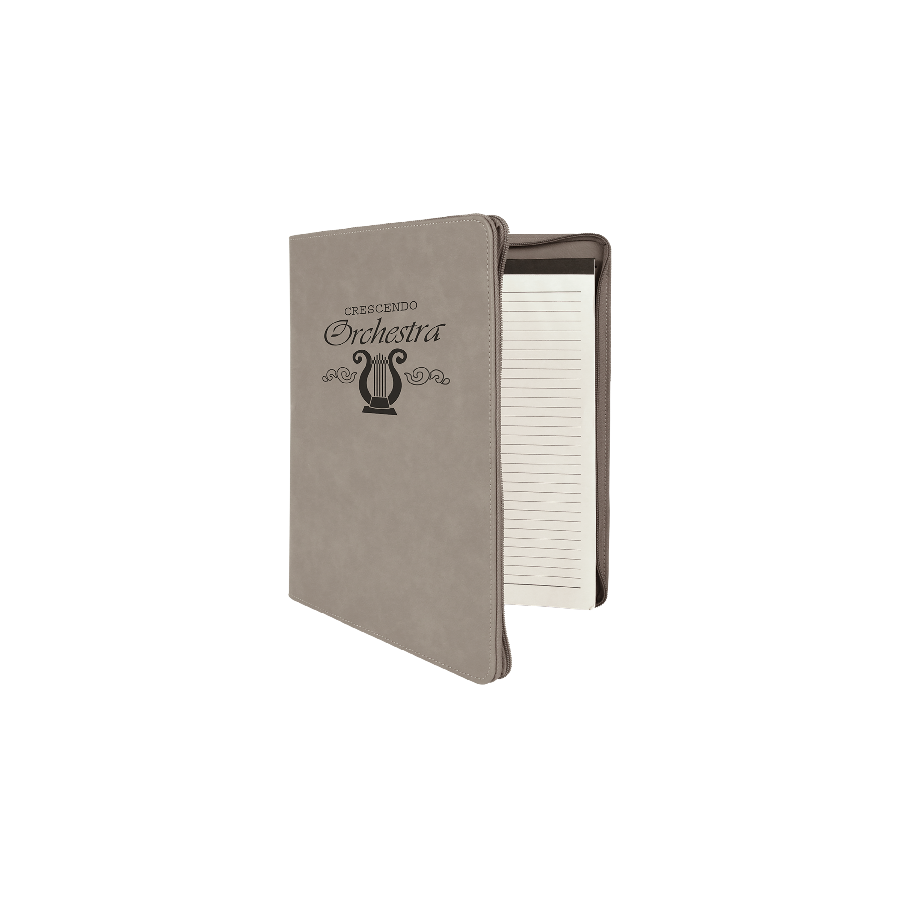 Zipper Laserable Leatherette Portfolio with Notepad