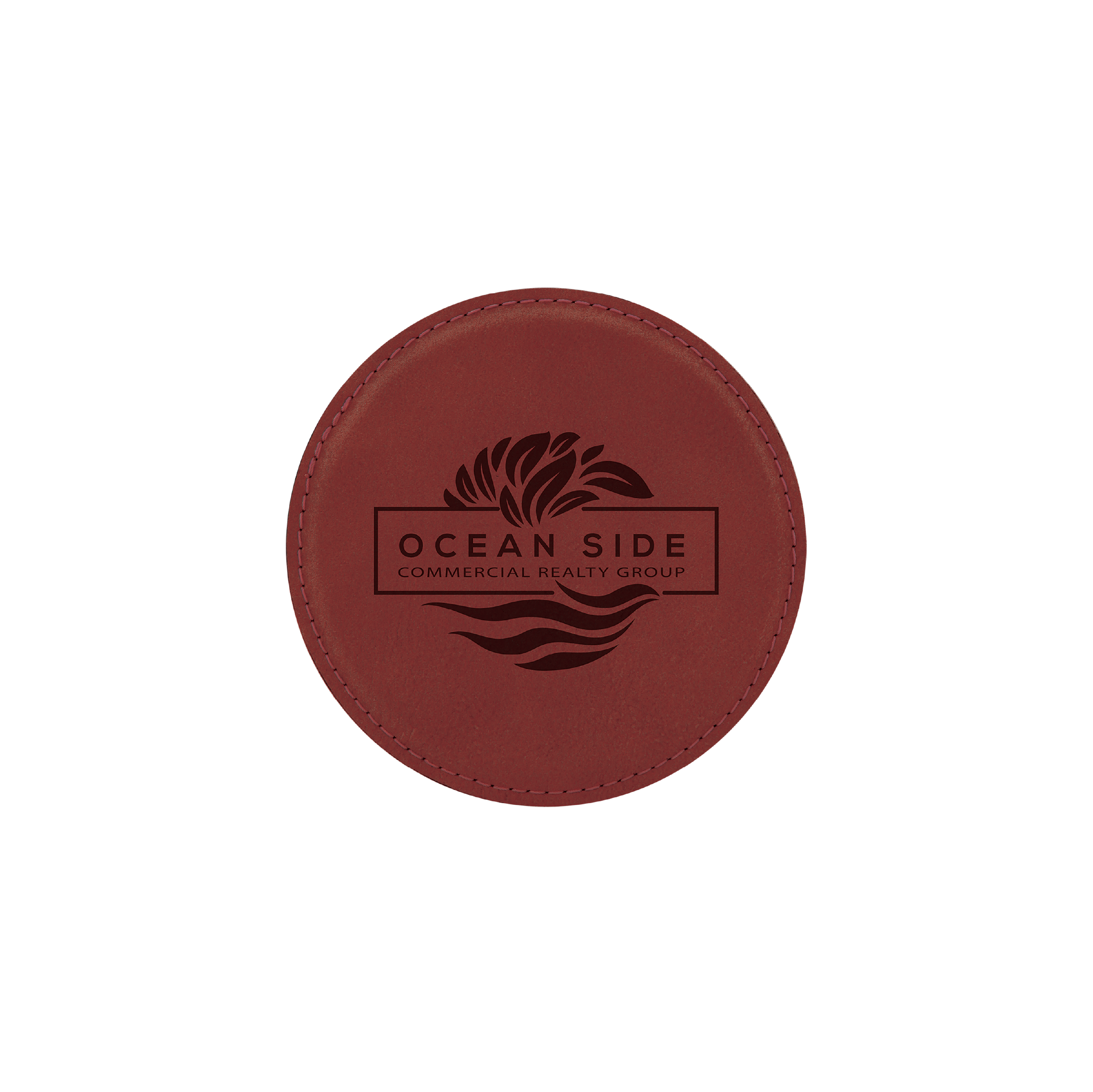4" Round Laserable Leatherette Coaster