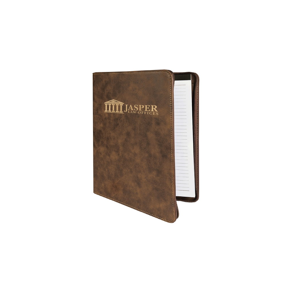 Zipper Laserable Leatherette Portfolio with Notepad