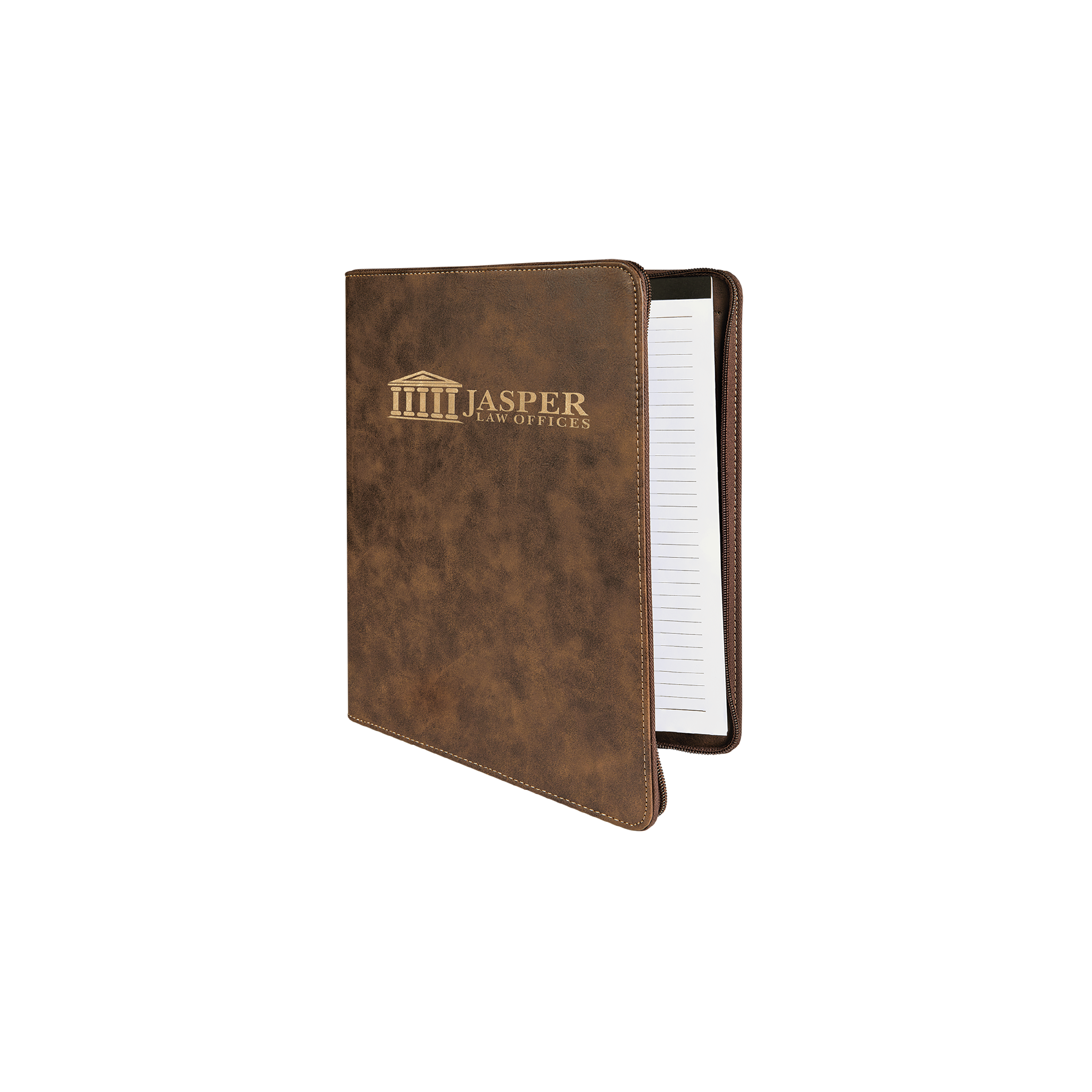 Zipper Laserable Leatherette Portfolio with Notepad