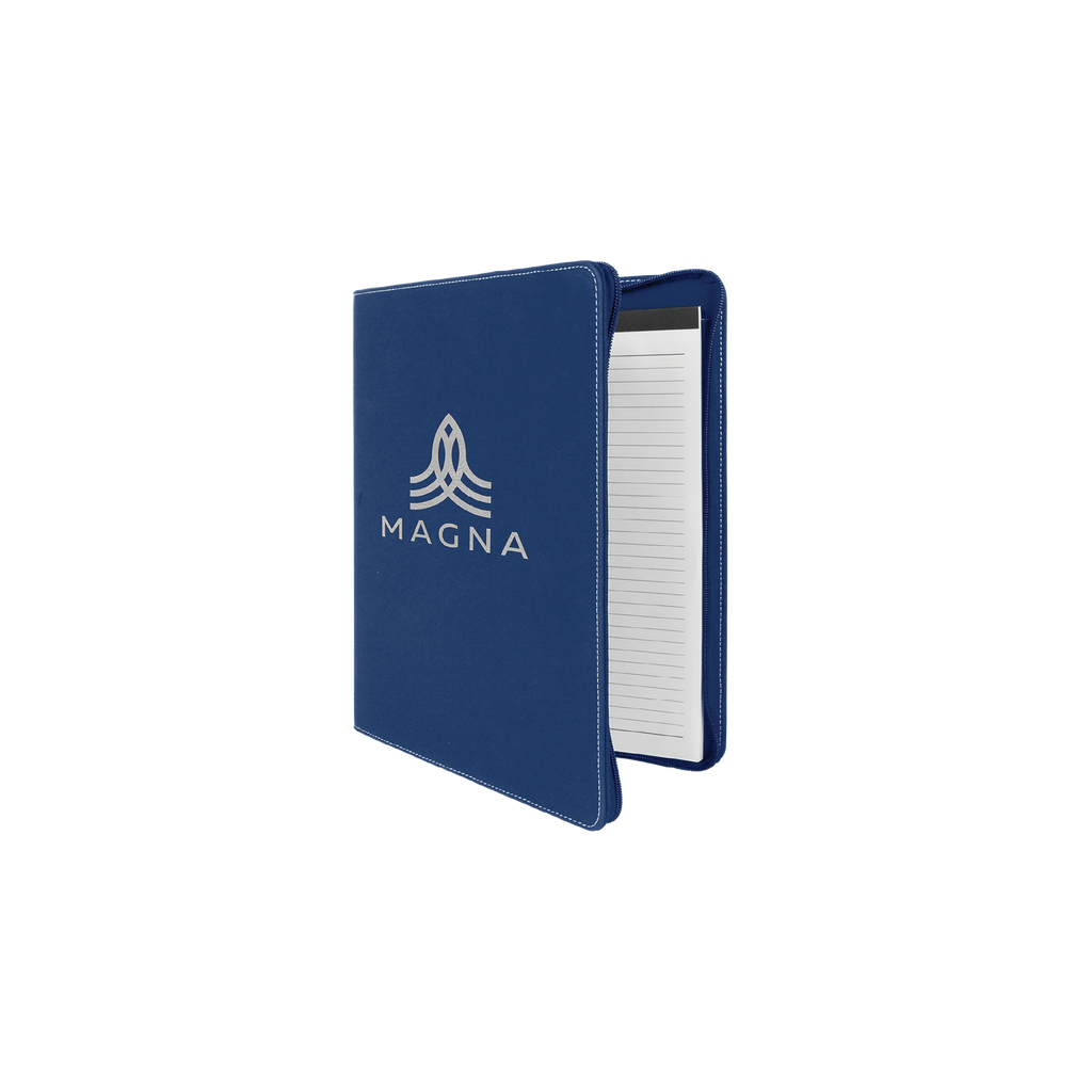 Zipper Laserable Leatherette Portfolio with Notepad