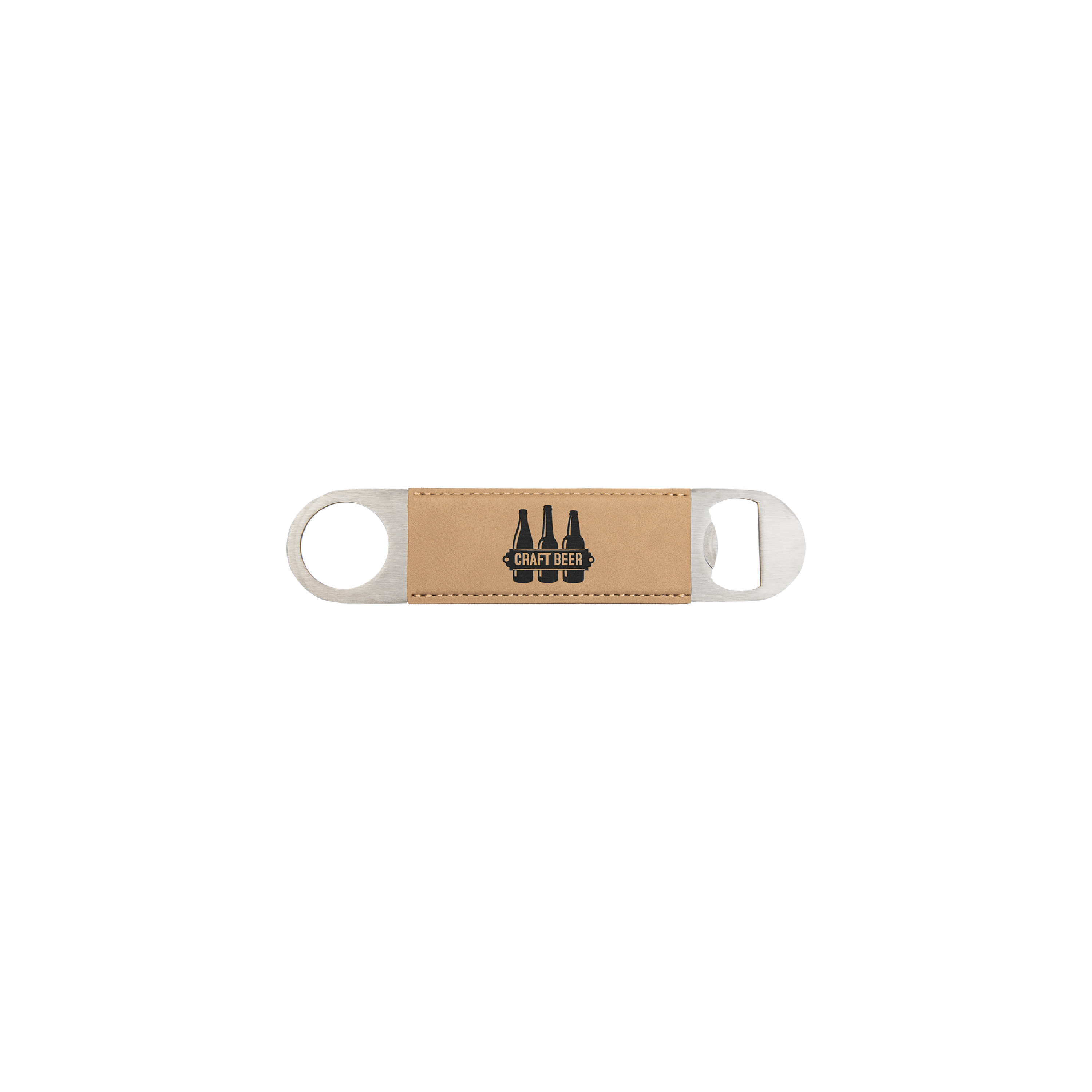 1 1/2" x 7" Bamboo Laserable Leatherette Bottle Opener