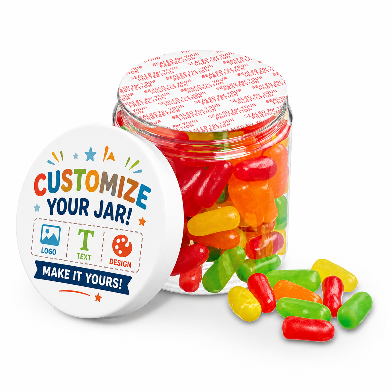 CUSTOM CANDY JAR! 8oz Customized Candy Jar- Upload Your Design & Pick Your Candy!