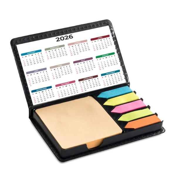 Leatherette Flip-Top Calendar Box with Sticky